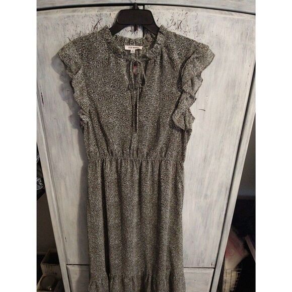 Steve Madden midi ruffled sleeve Large leopard print dress Feminine Boho Cottage - Picture 2 of 10